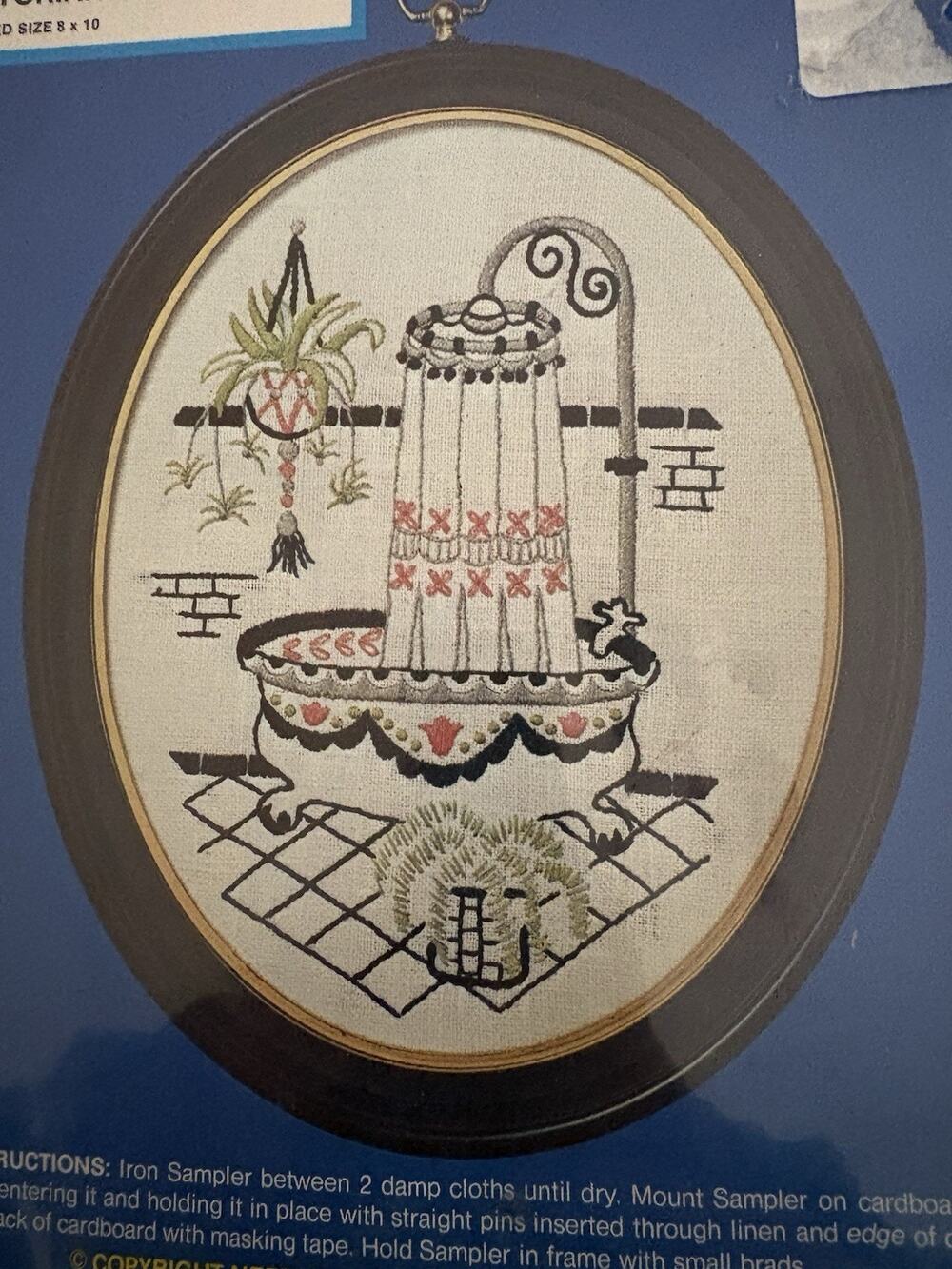 Needles 'N Hoops Victorian Tub Sampler Kit 242 Vintage Embroidery Bathroom New